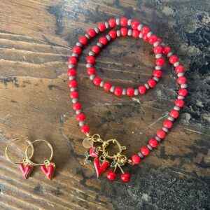 4 Collana e Orecchini con cuori e ciliegie